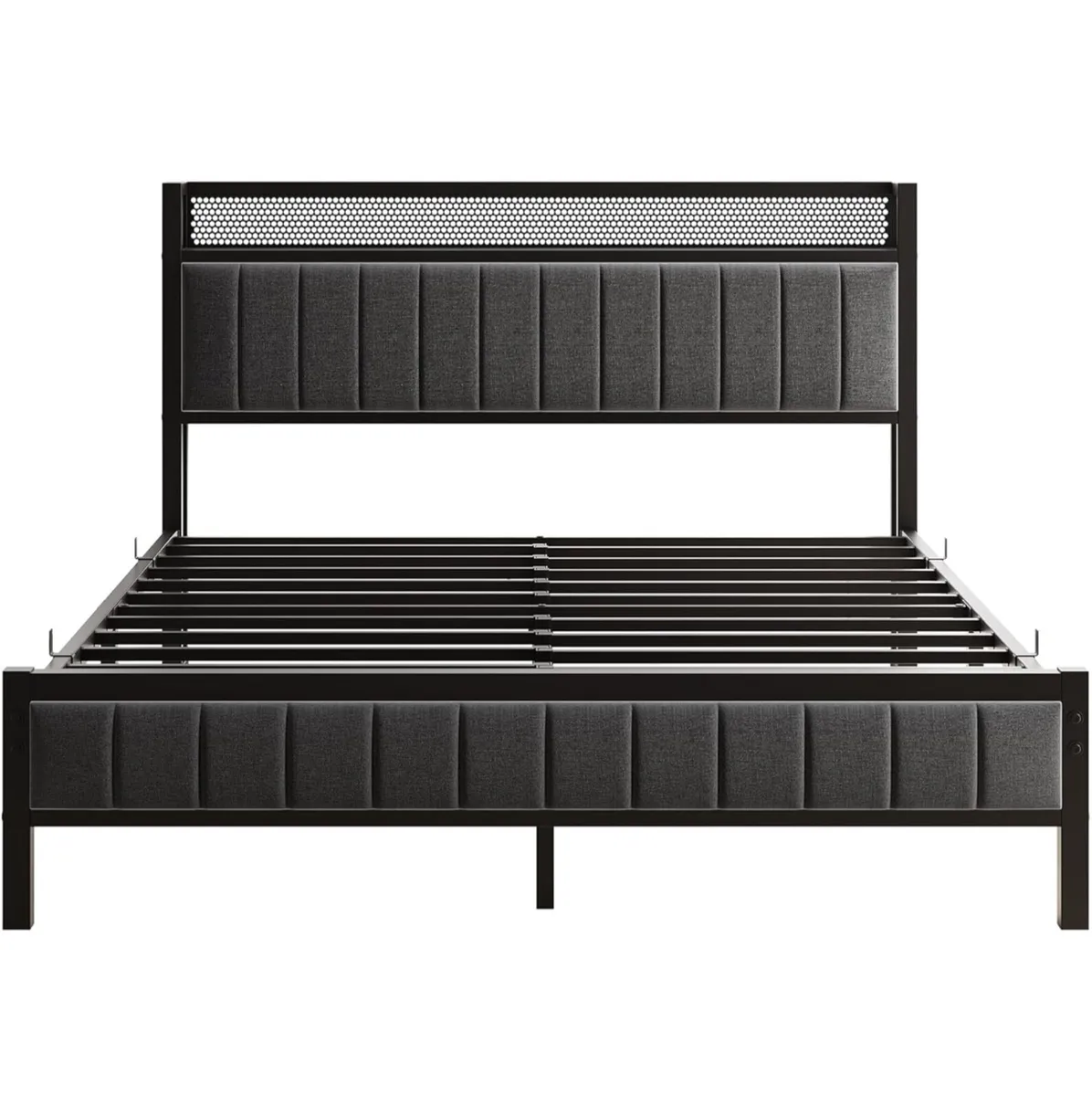 5ft King Size Bed Frame with Storage Upholstered H - Image 2