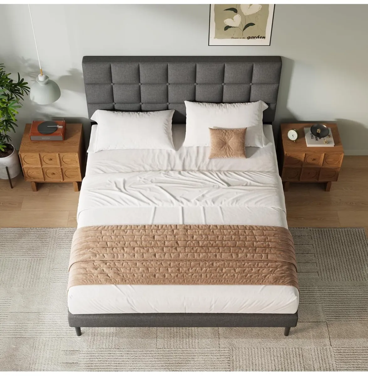 King Bed Frame, Easy Assembly, Sturdy Wooden Slat - Image 3