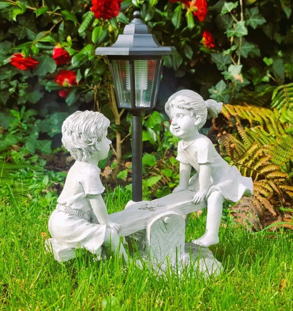 Boy Girl Seesaw Garden Solar Light NEW - Image 1