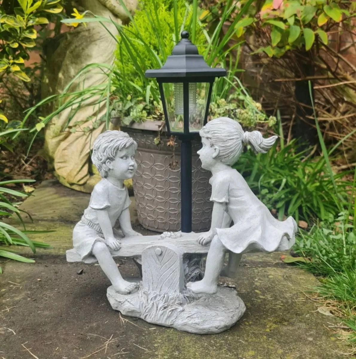 Boy Girl Seesaw Garden Solar Light NEW - Image 2