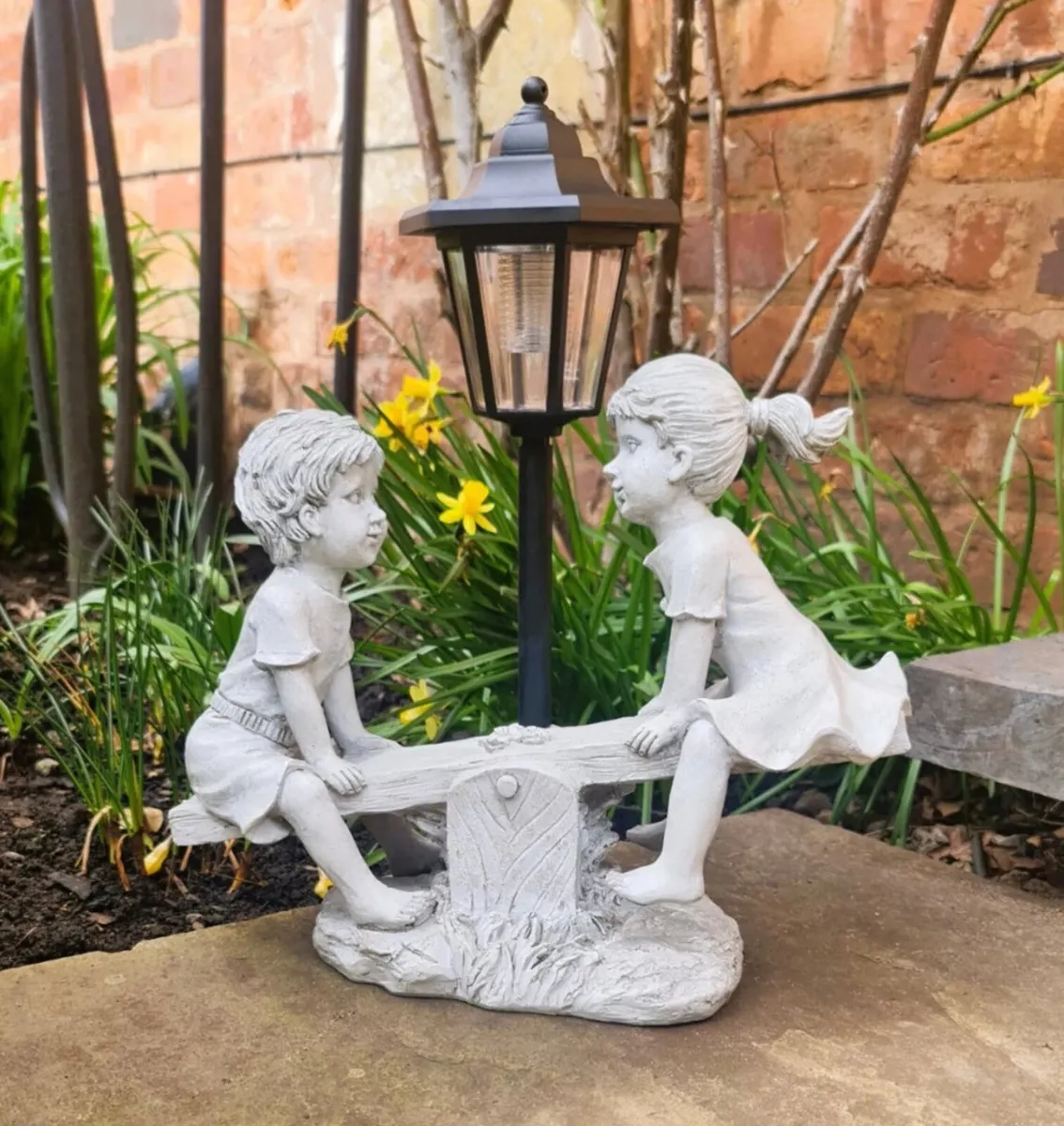 Boy Girl Seesaw Garden Solar Light NEW - Image 4