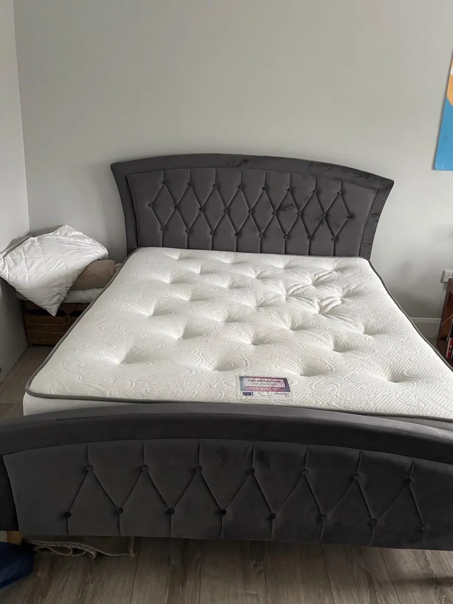 king bed frame and mattress - Image 1