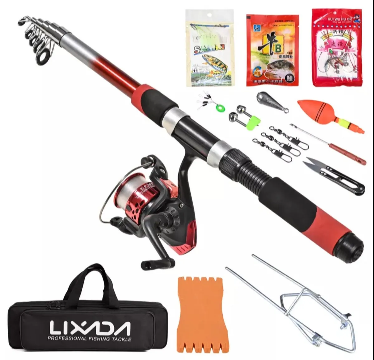 2.1m Telescopic Fiberglass Fishing Rod & Reel NEW - Image 2