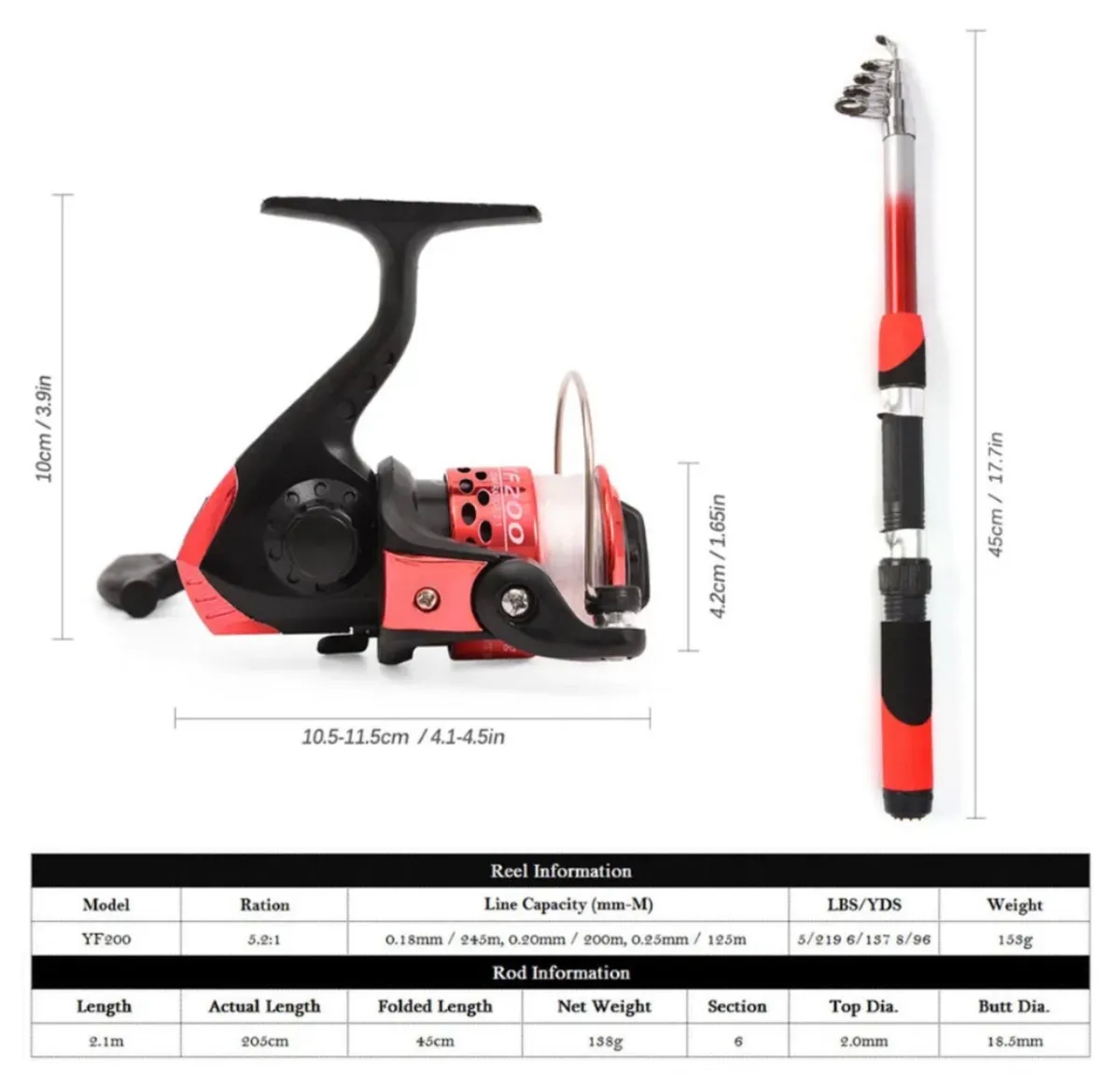 2.1m Telescopic Fiberglass Fishing Rod & Reel NEW - Image 4