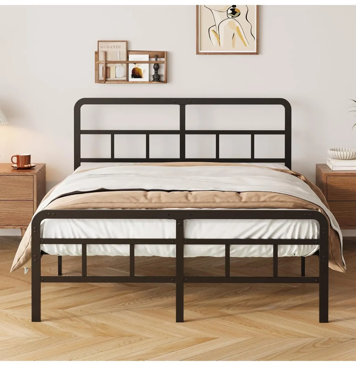 King Size Bed Frame with Curved Headboard and Foot - Image 1