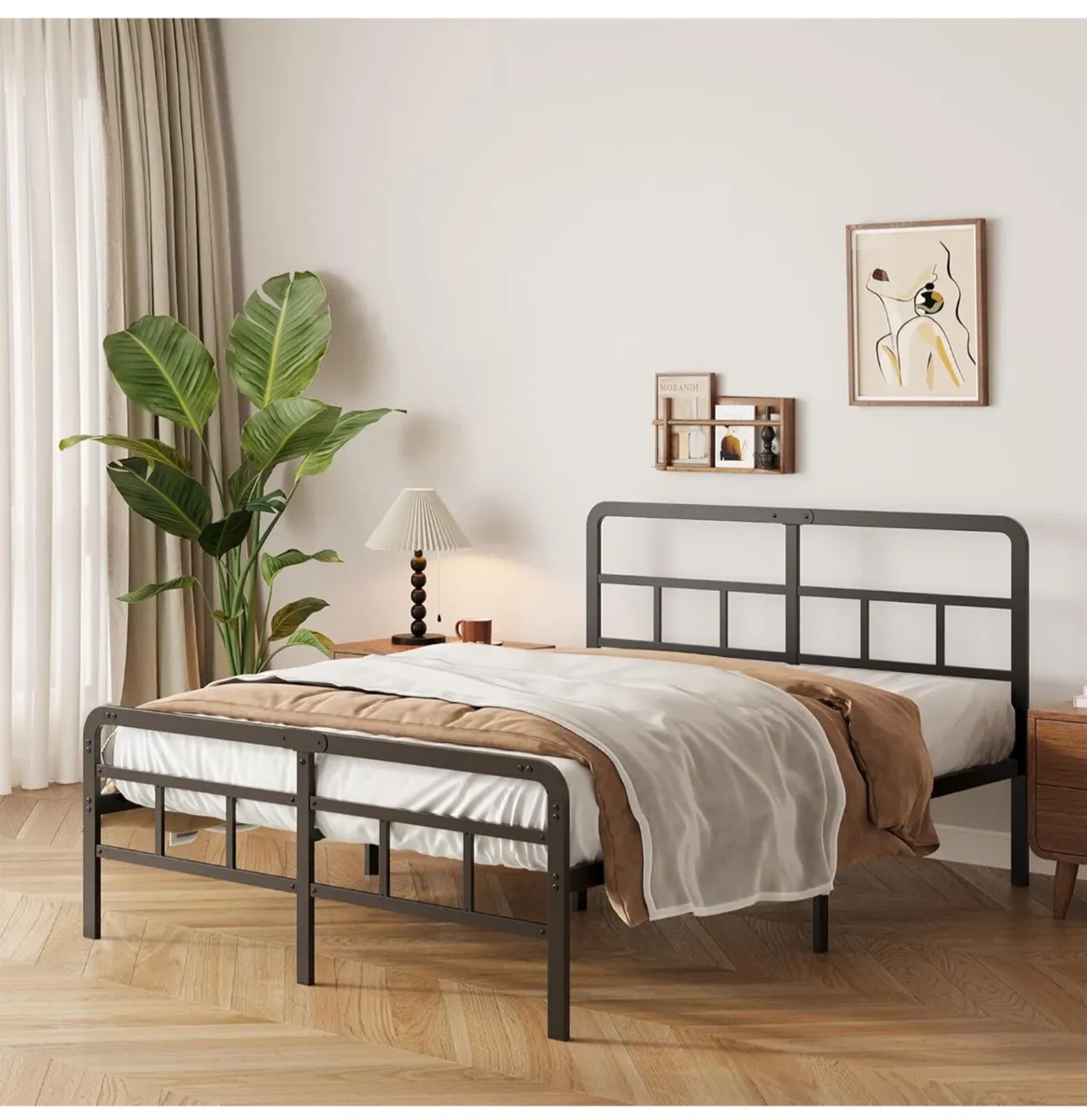 King Size Bed Frame with Curved Headboard and Foot - Image 2
