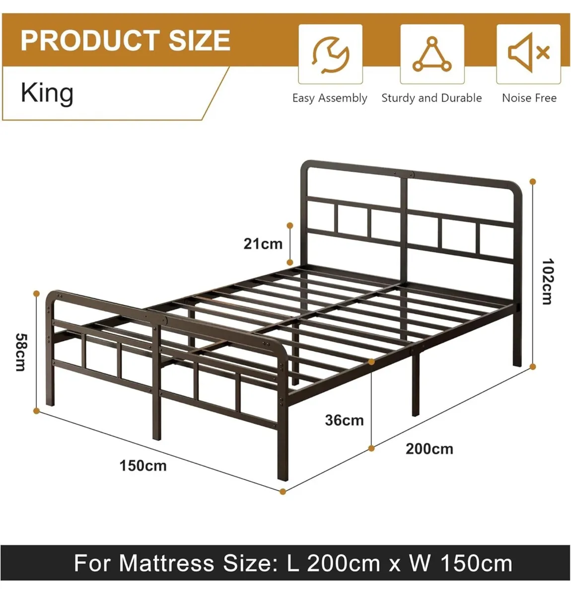 King Size Bed Frame with Curved Headboard and Foot - Image 4