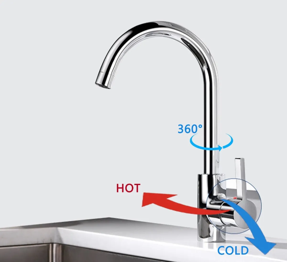 Kitchen Sink Mixer Tap Swivel Single Lever Faucet - Image 2