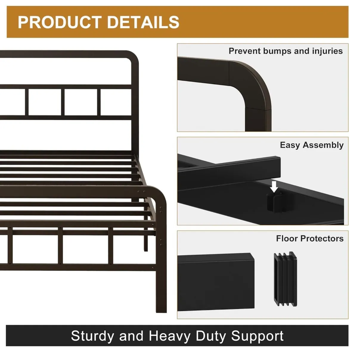 King Size Bed Frame with Curved Headboard and Foot - Image 4