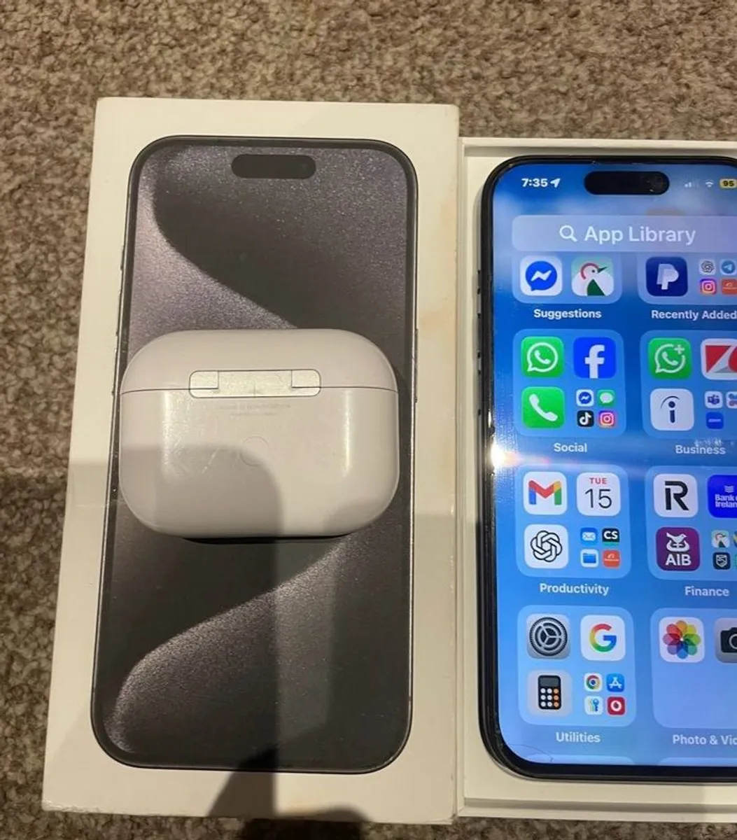 A Clean iPhone 15 Pro 256gb without no dents with Apple Airpod Pro - Image 2