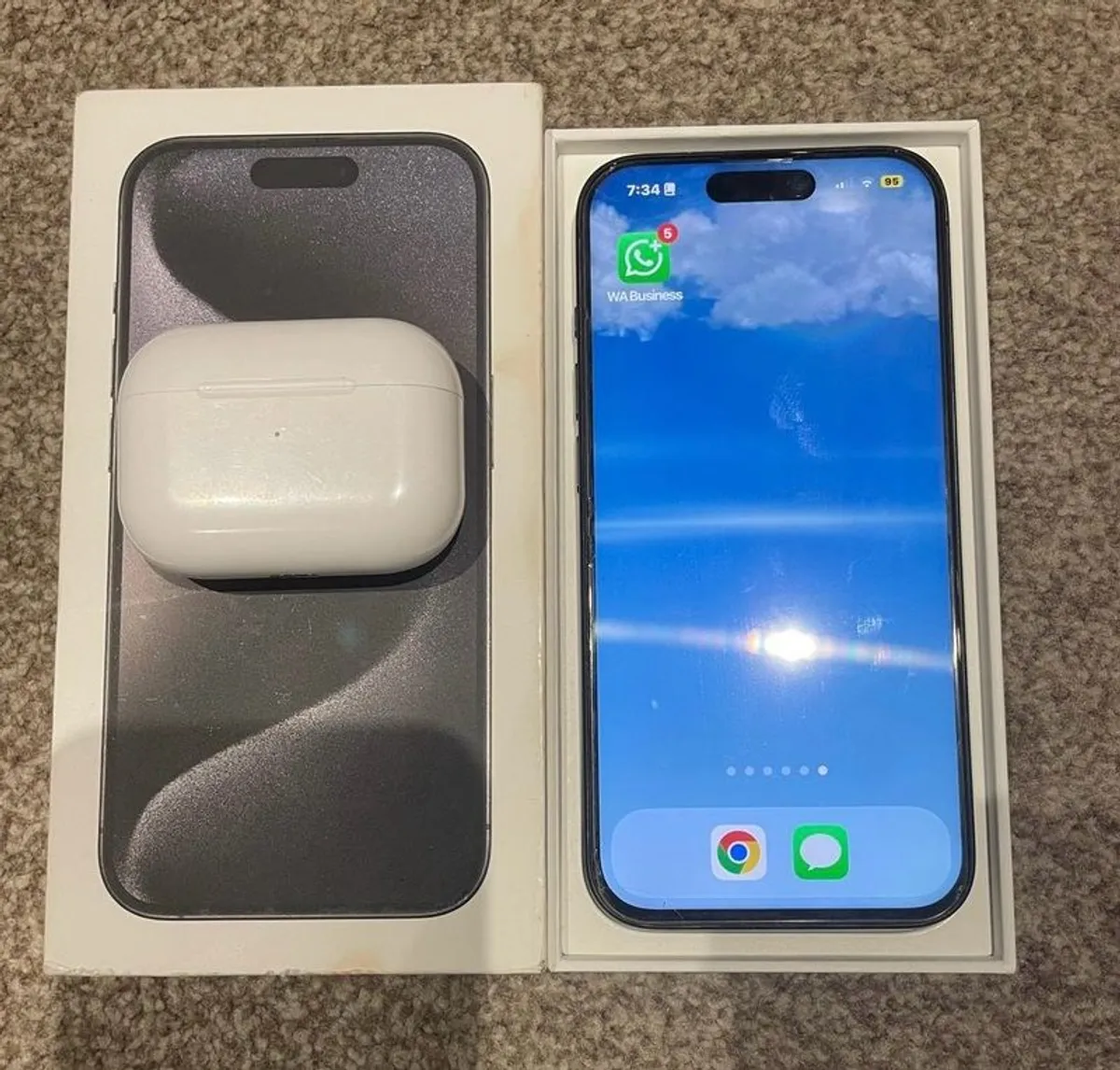 A Clean iPhone 15 Pro 256gb without no dents with Apple Airpod Pro - Image 3