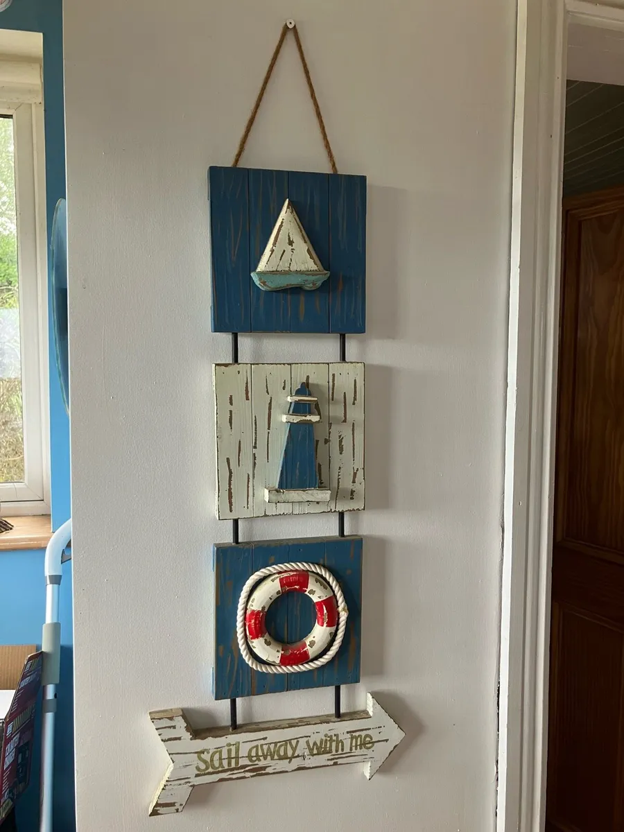 Sail away with me hanging wooden sign home decor