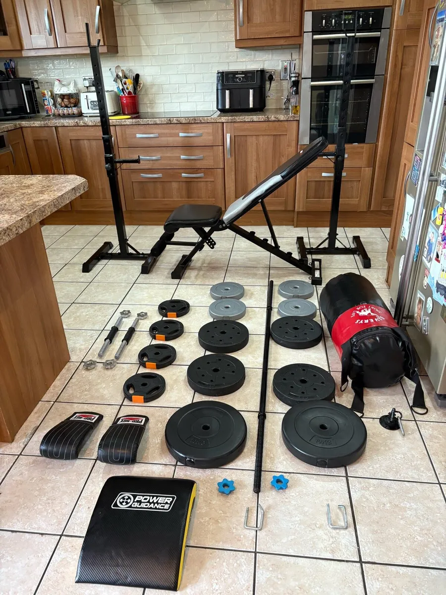 SQUAT RACKS, BOXING BAG, WEIGHT BENCH, BARS,WEIGHT - Image 1