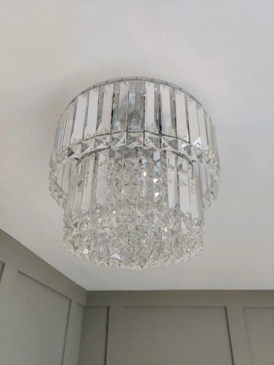 Silver and Glass Chandelier - Image 1