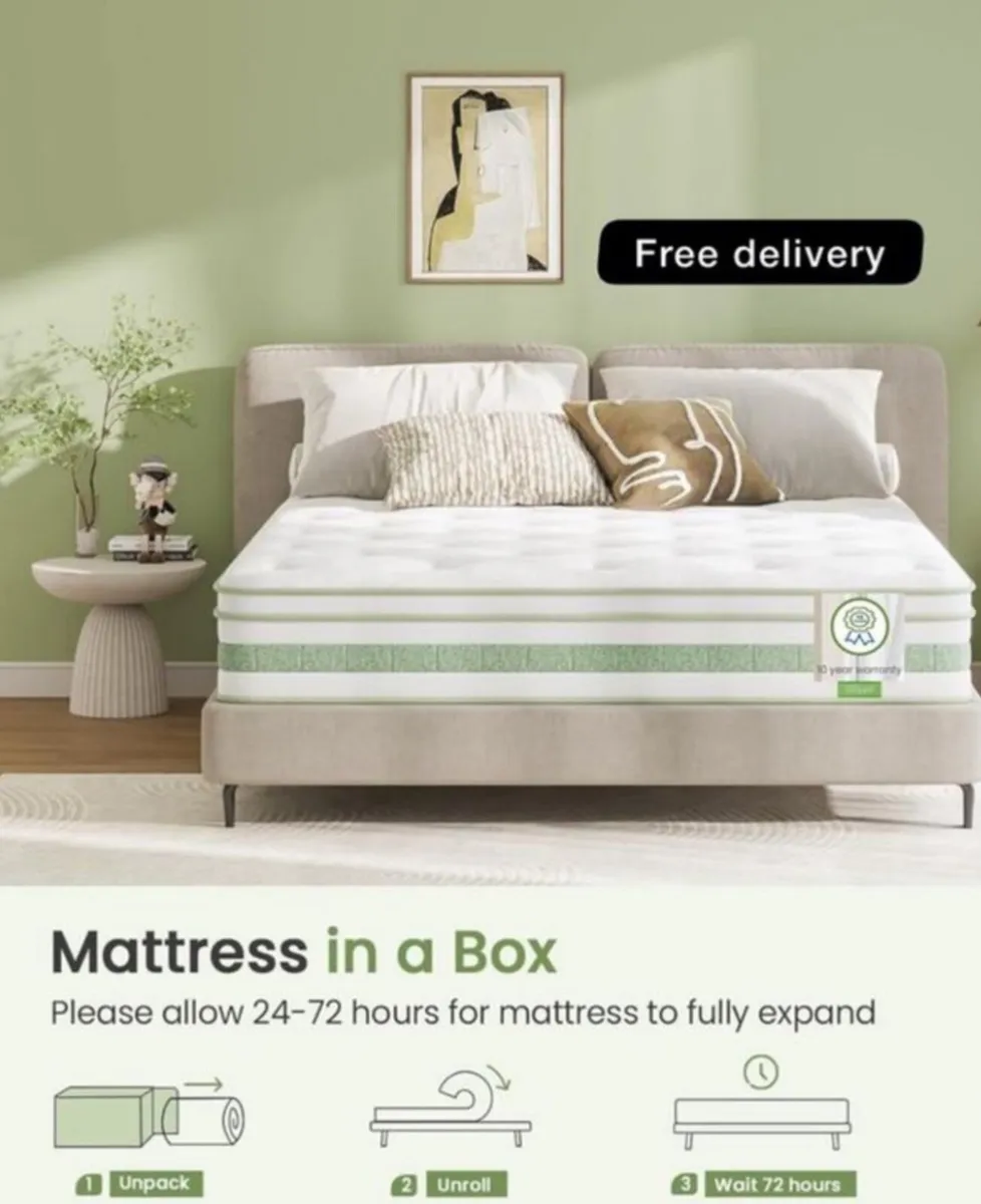 King Size Mattress 5FT, 10 Inch Gel Memory Foam Po - Image 3