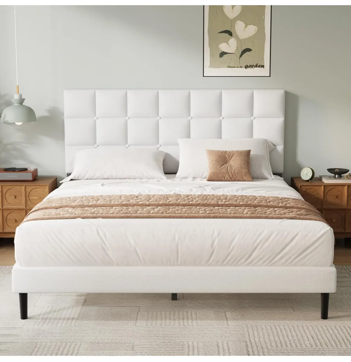 King Bed Frame, Easy Assembly, Sturdy Wooden Slat - Image 4