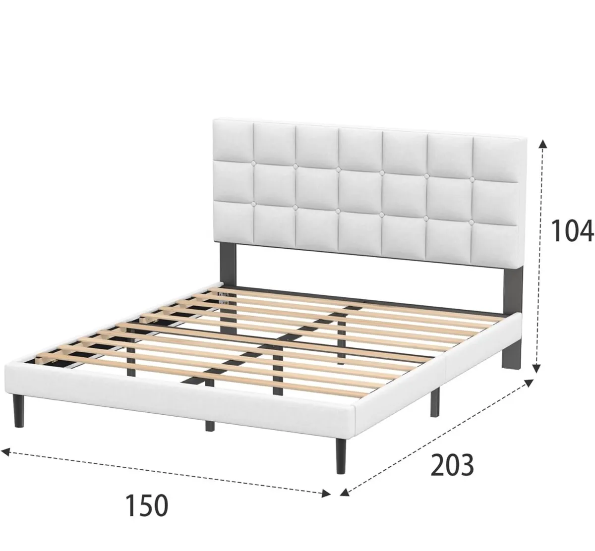 King Bed Frame, Easy Assembly, Sturdy Wooden Slat - Image 3