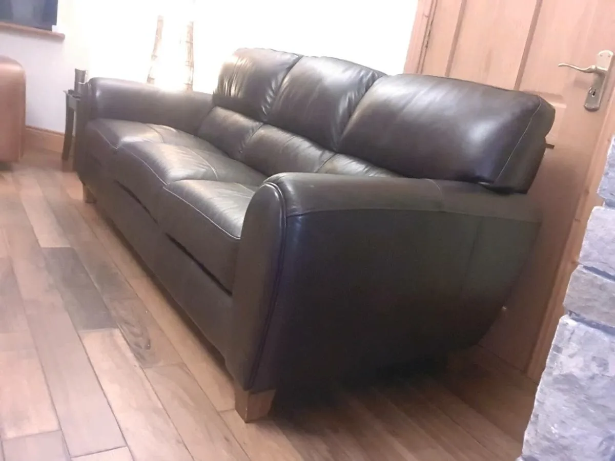 Brown leatherette couch - Image 1