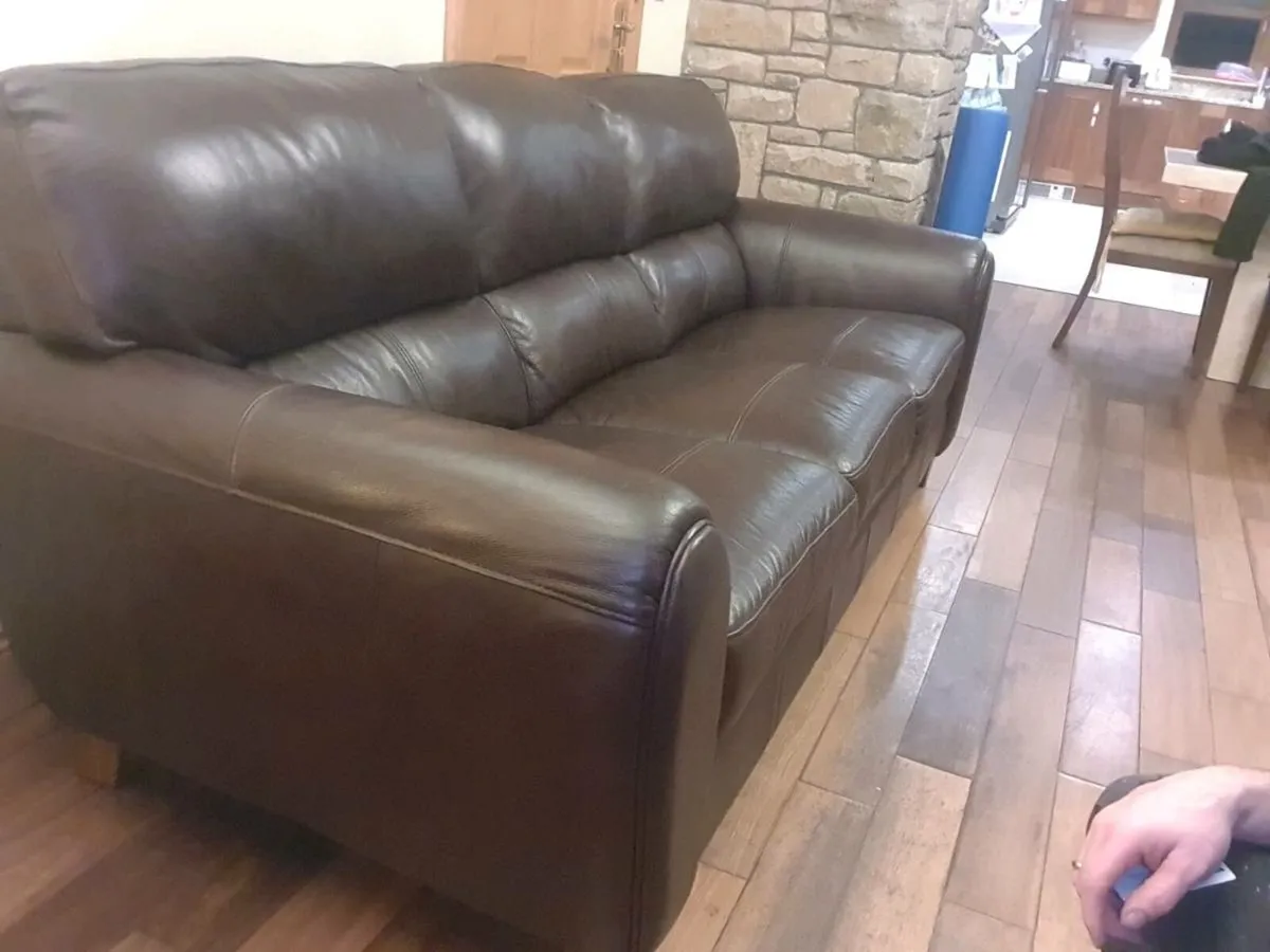Brown leatherette couch - Image 3