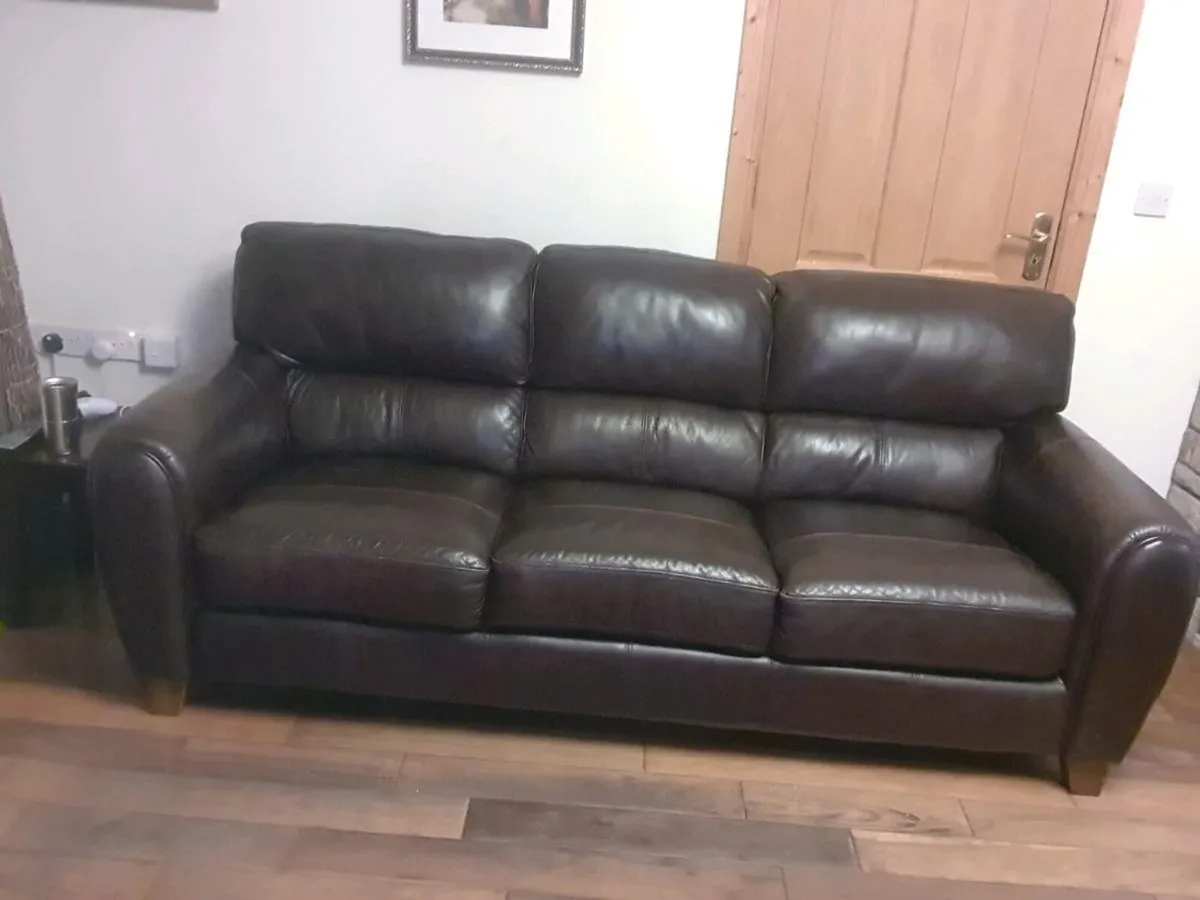 Brown leatherette couch - Image 4