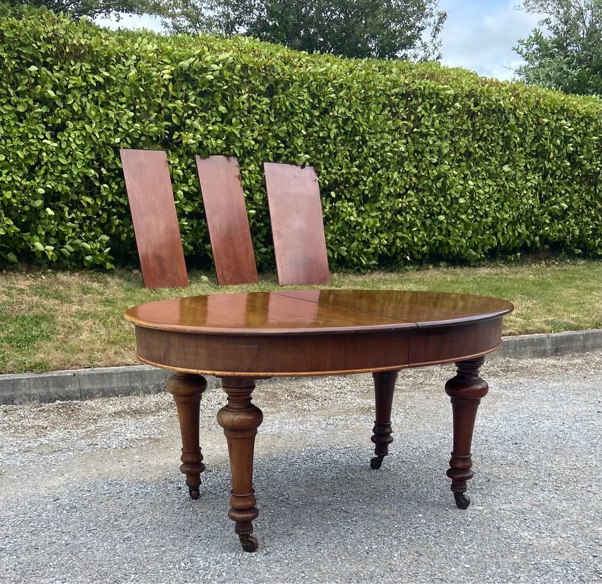 Victorian three leaf long dining table - Image 1