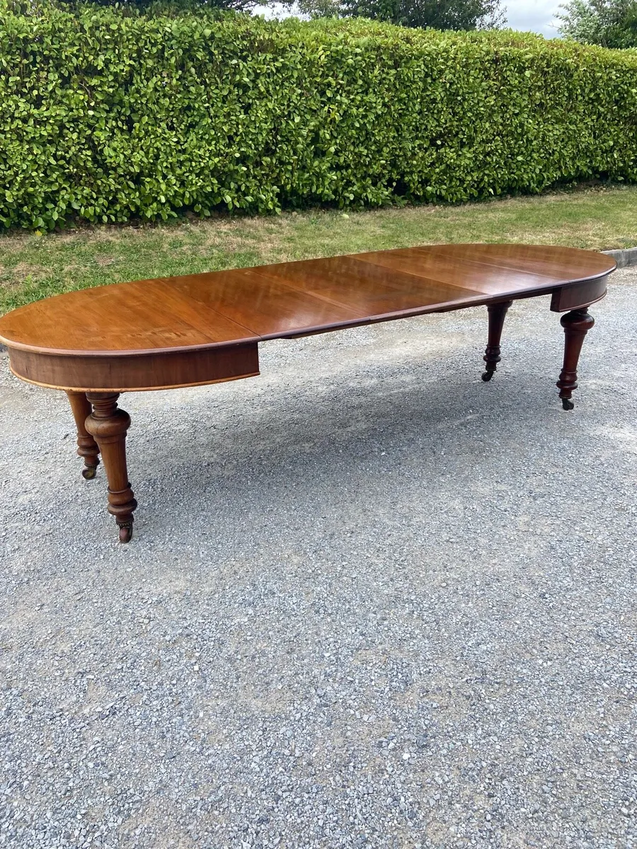 Victorian three leaf long dining table - Image 3