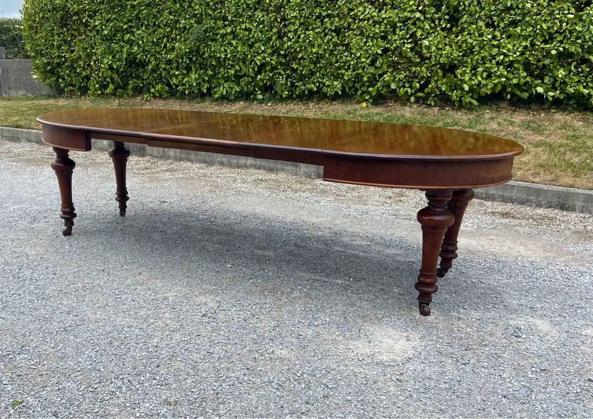 Victorian three leaf long dining table - Image 4
