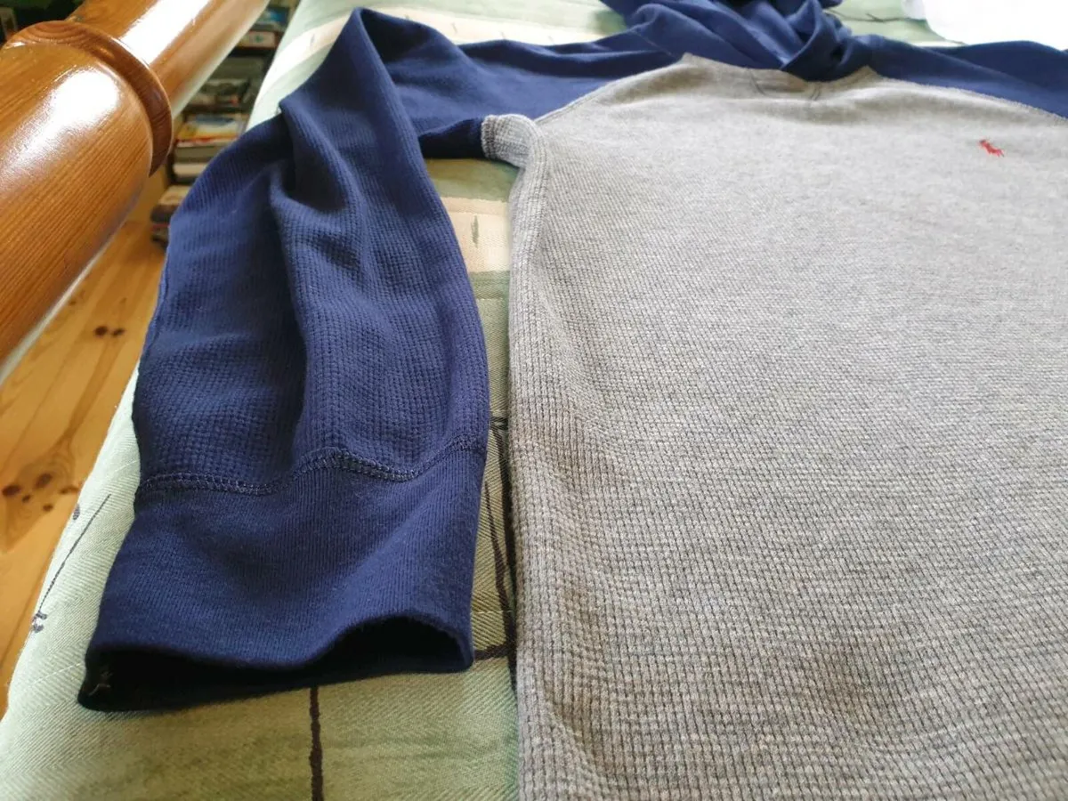 Ralph Lauren Boys Sweatshirt Gray Hoodie Navy - Image 3
