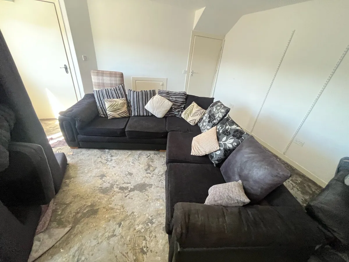 Black corner sofa L shaped delivery available - Image 1