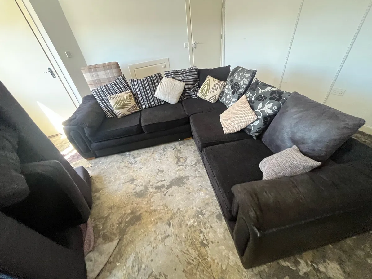 Black corner sofa L shaped delivery available - Image 2