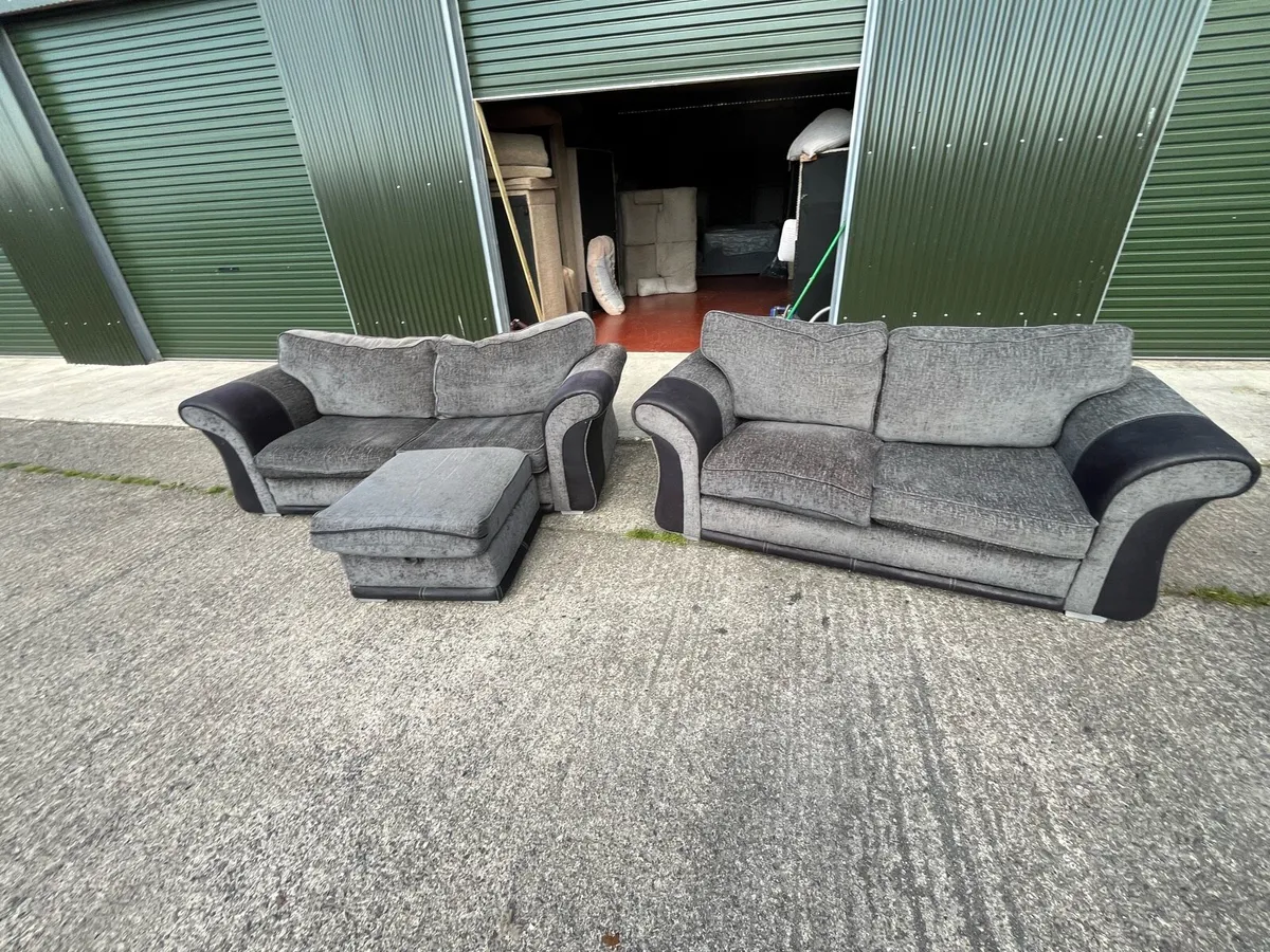 Grey/black 3+2 sofa set couch furniture - Image 2