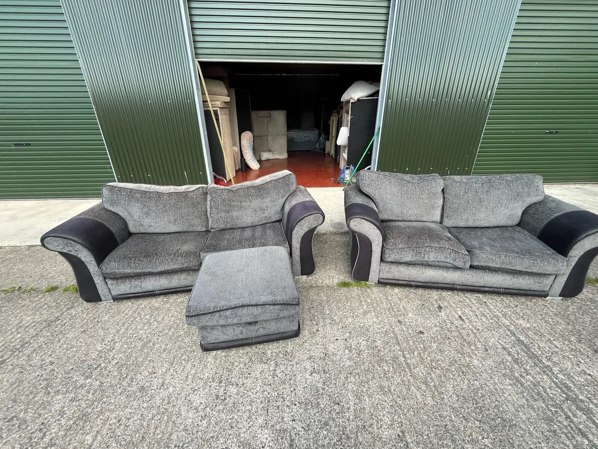 Grey/black 3+2 sofa set couch furniture - Image 3