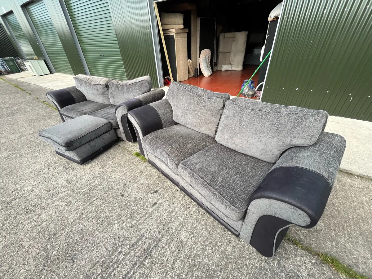Grey/black 3+2 sofa set couch furniture - Image 4
