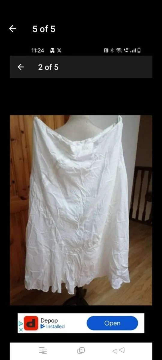 Ladies Sandwich white 100% cotton fully lined skir - Image 2