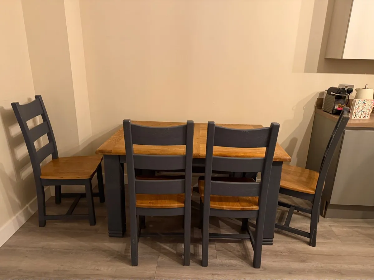 Arnotts wooden, dining table, 4 chairs and bench - Image 1