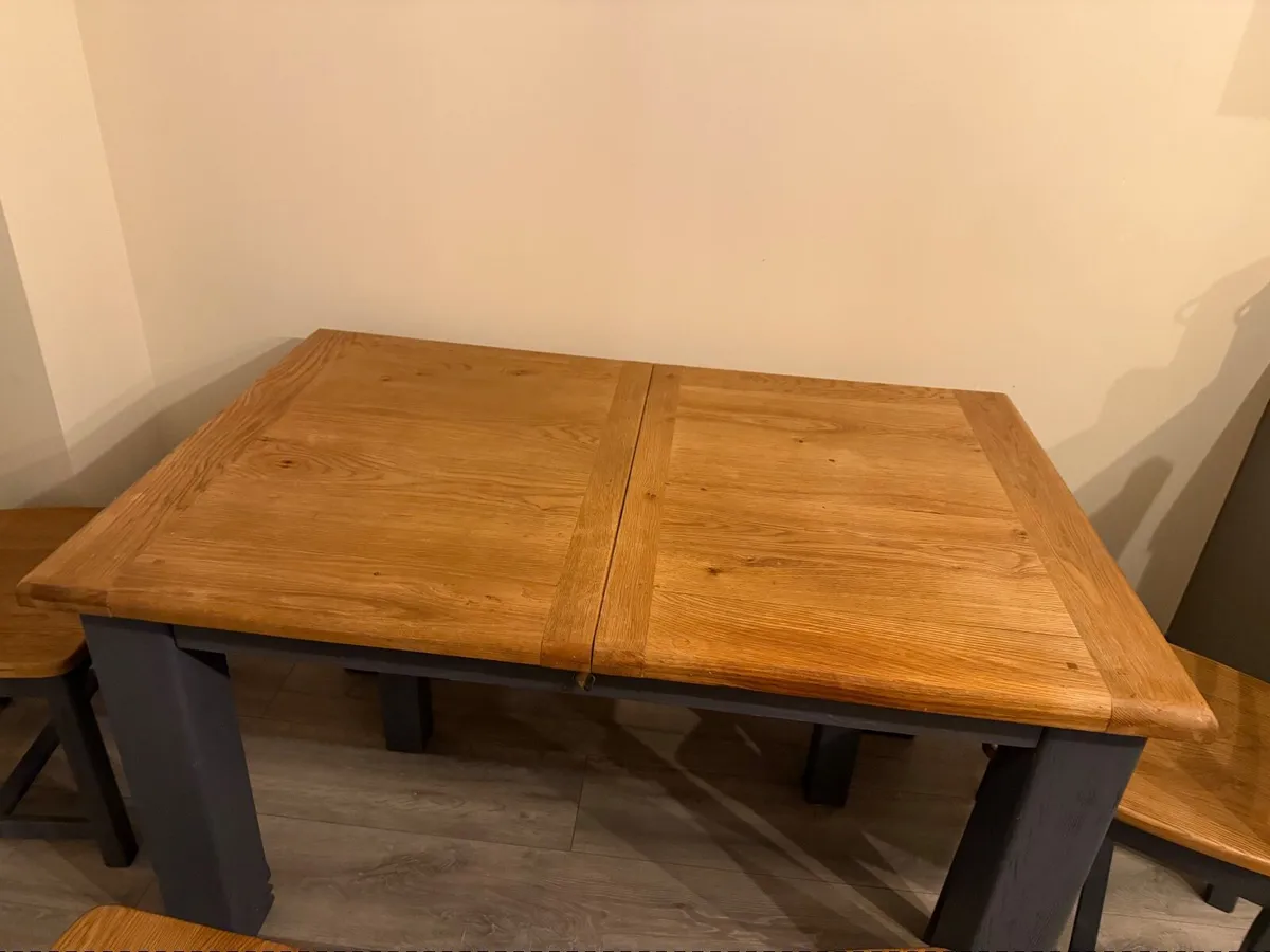 Arnotts wooden, dining table, 4 chairs and bench - Image 3