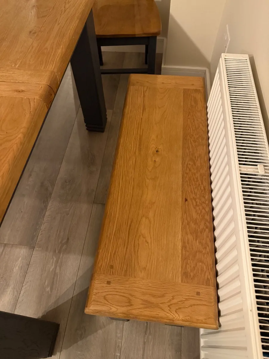 Arnotts wooden, dining table, 4 chairs and bench - Image 4