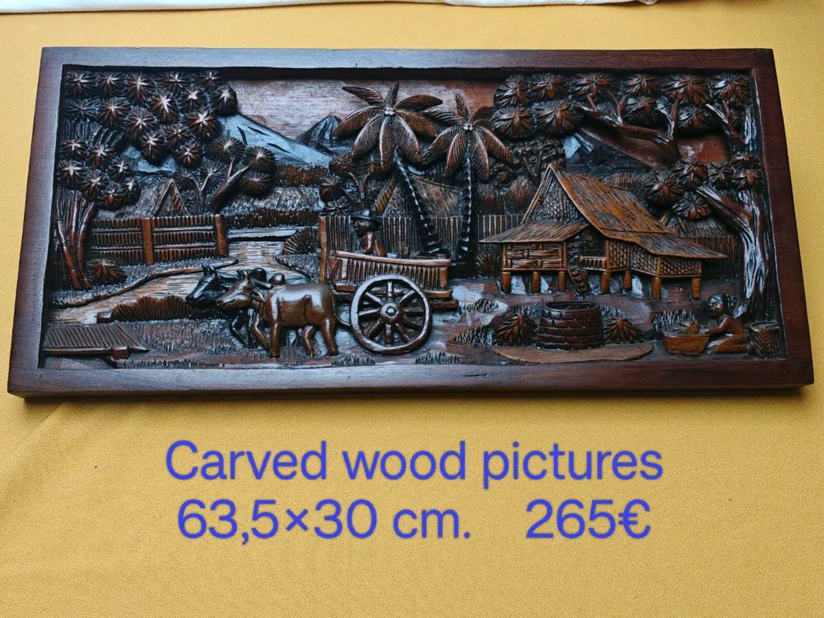 Carved wood picture, wall decoration