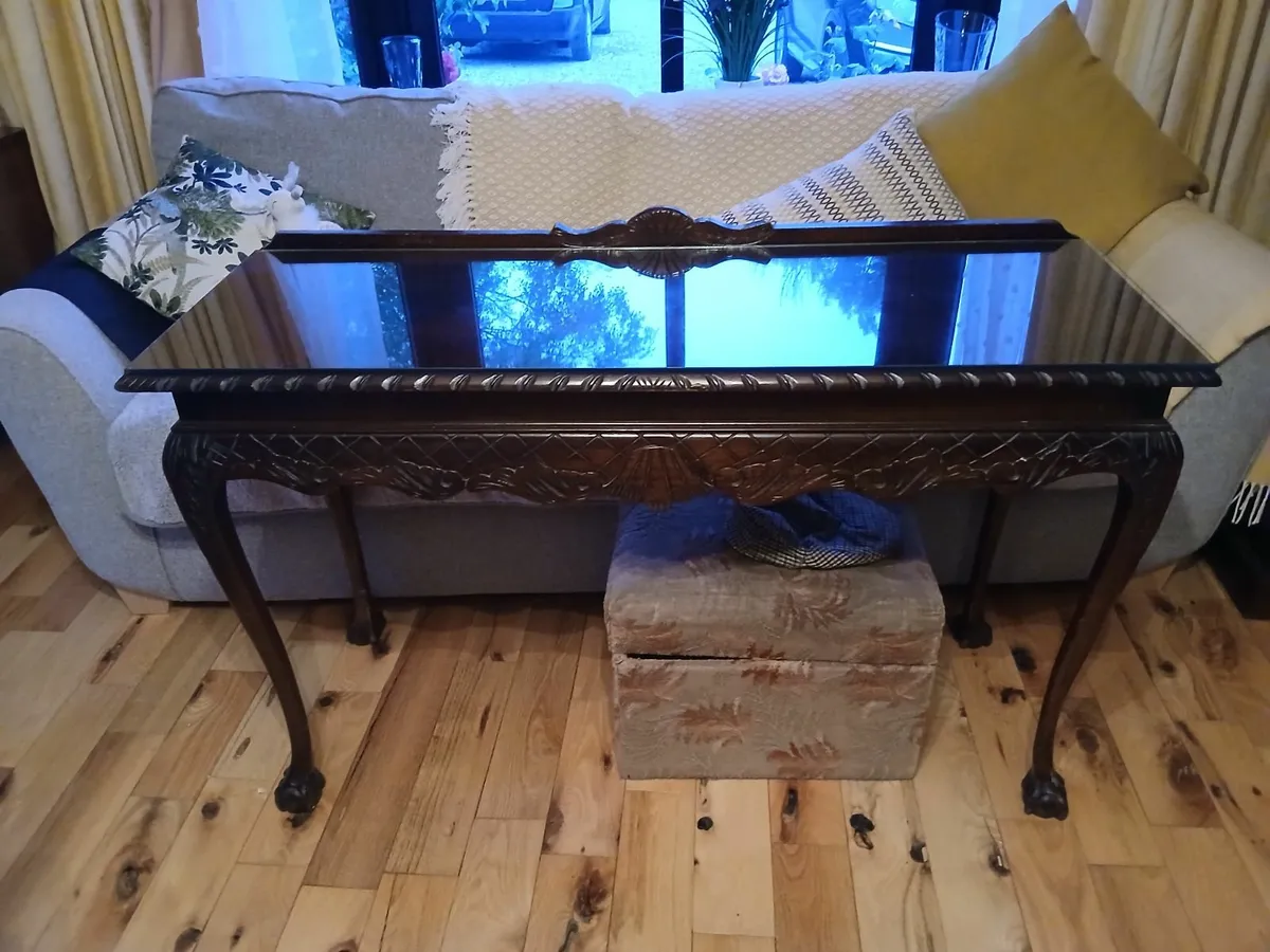 Hall table with protective glass top - Image 1