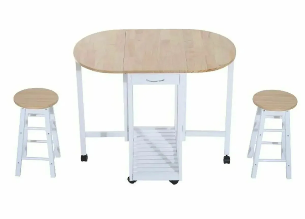Dining Table Set 3-Piece Foldable Wood Design - Image 2