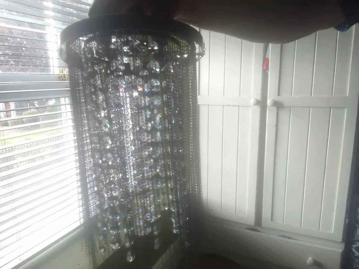 CRYSTAL & CHAIN CONTEMPORARY CHANDELIER SHADE - Image 1