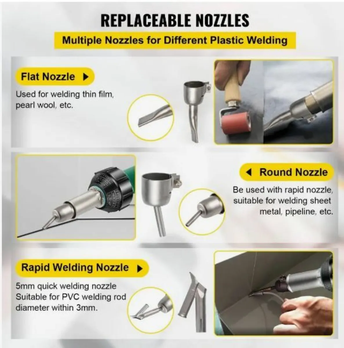 Roofing Welder, 8 Pcs PVC Welding Gun, 1600W - Image 2