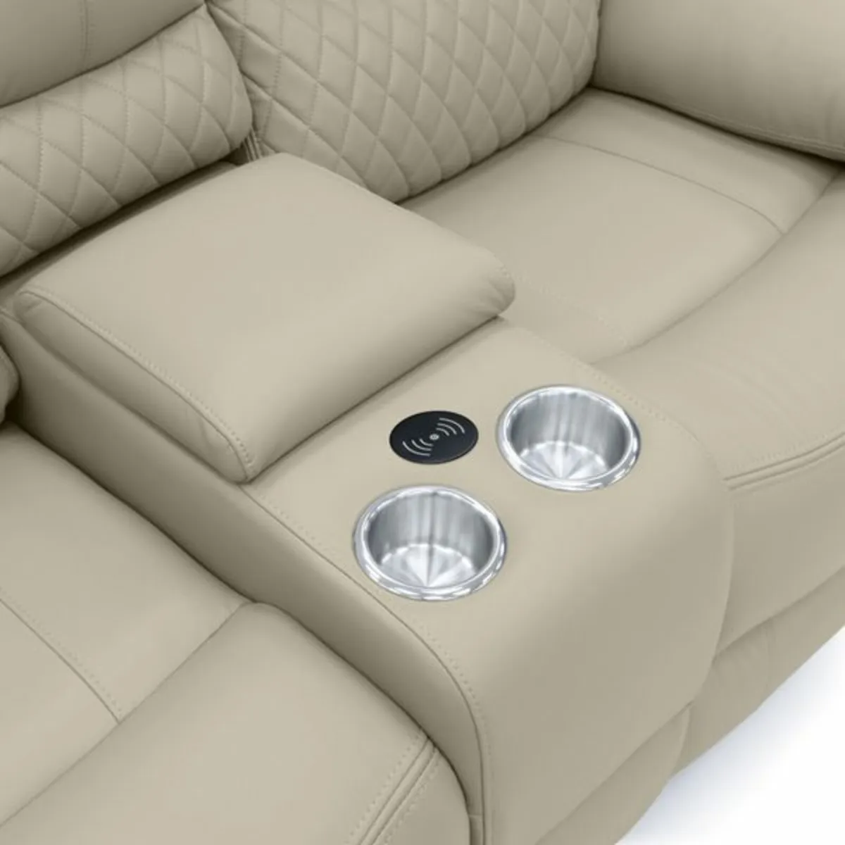 "Rita Plus 2-Seater True Beige Leather Electric" - Image 3