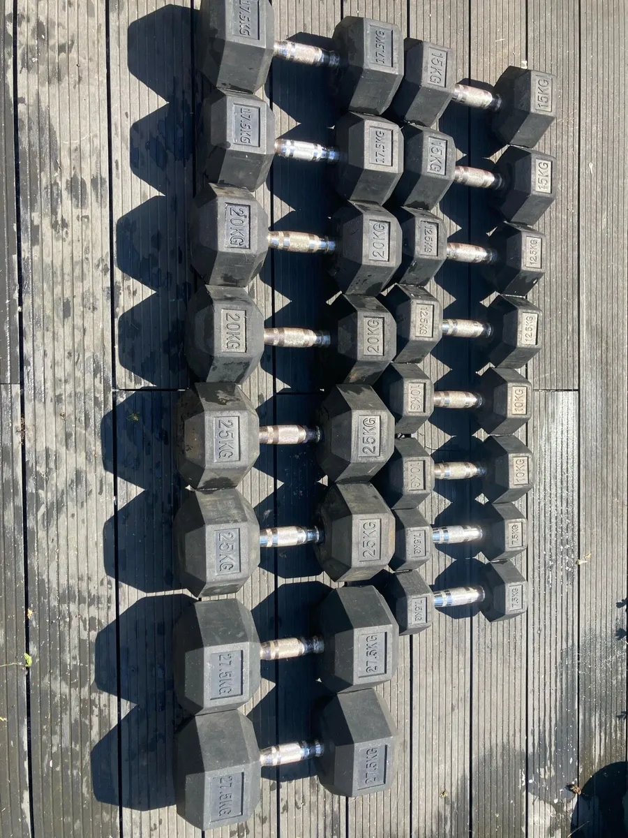 Rubber Hex Dumbbell Set 7.5 - 27.5kg - Image 1