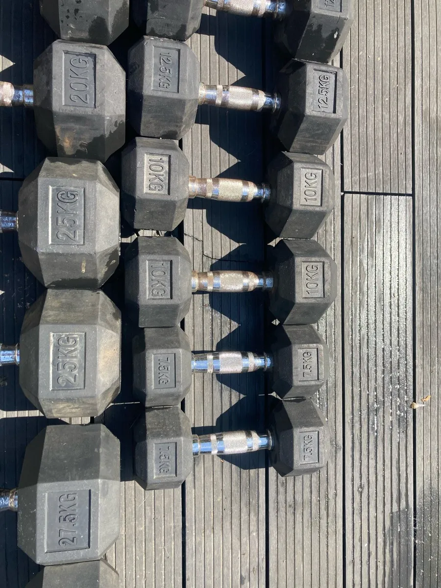 Rubber Hex Dumbbell Set 7.5 - 27.5kg - Image 3