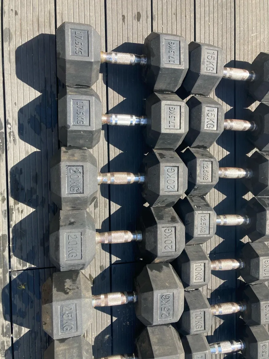 Rubber Hex Dumbbell Set 7.5 - 27.5kg - Image 4