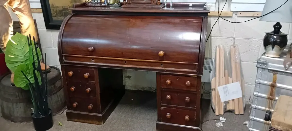 Victorian Mahogany Roll Top Office Desk - Image 2