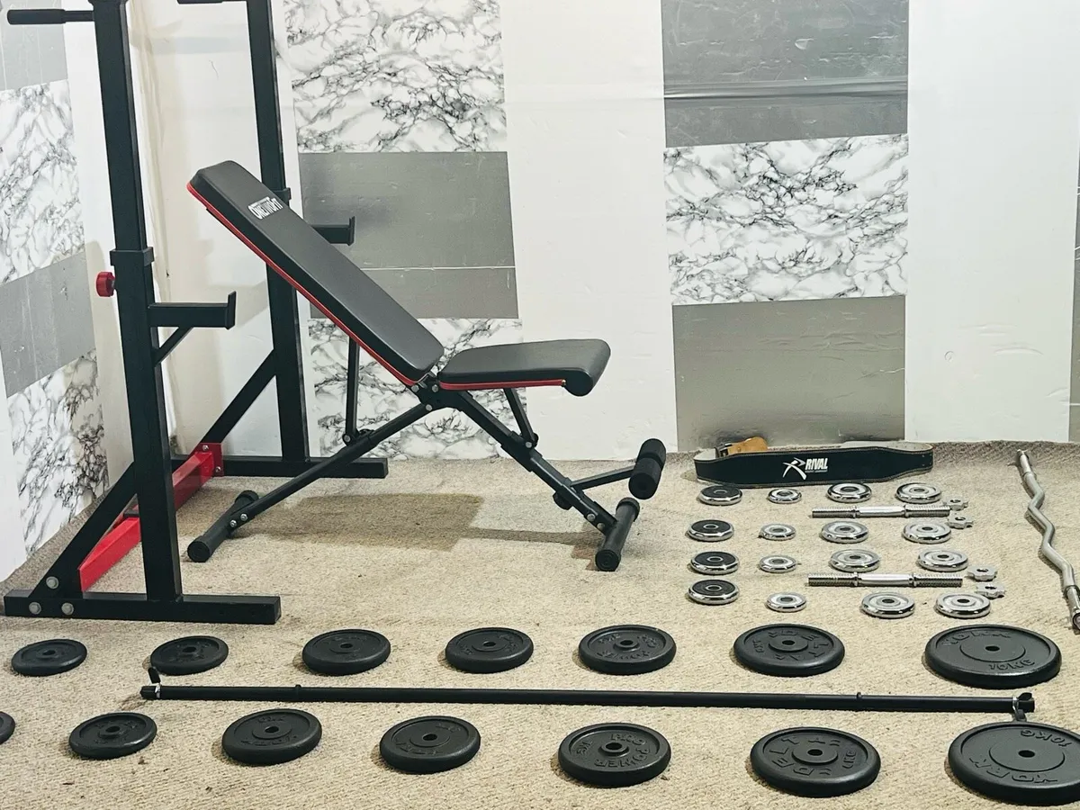 HOME GYM LARGE IRON WEIGHTS SET BAR RACK BENch ++ - Image 4