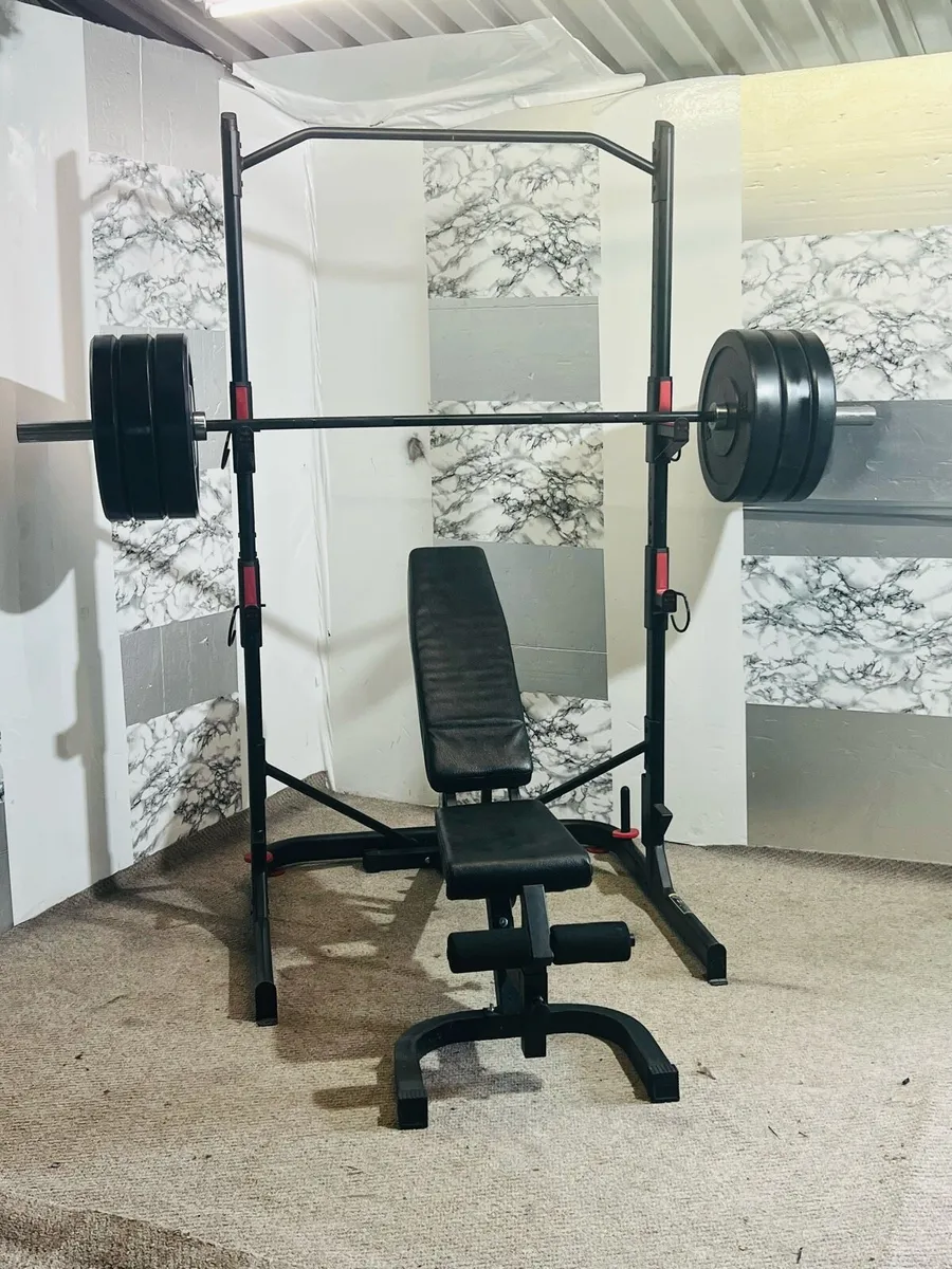 110 KG OLYMPIC WEIGHTS RACK BENCH BARBELL - Image 3