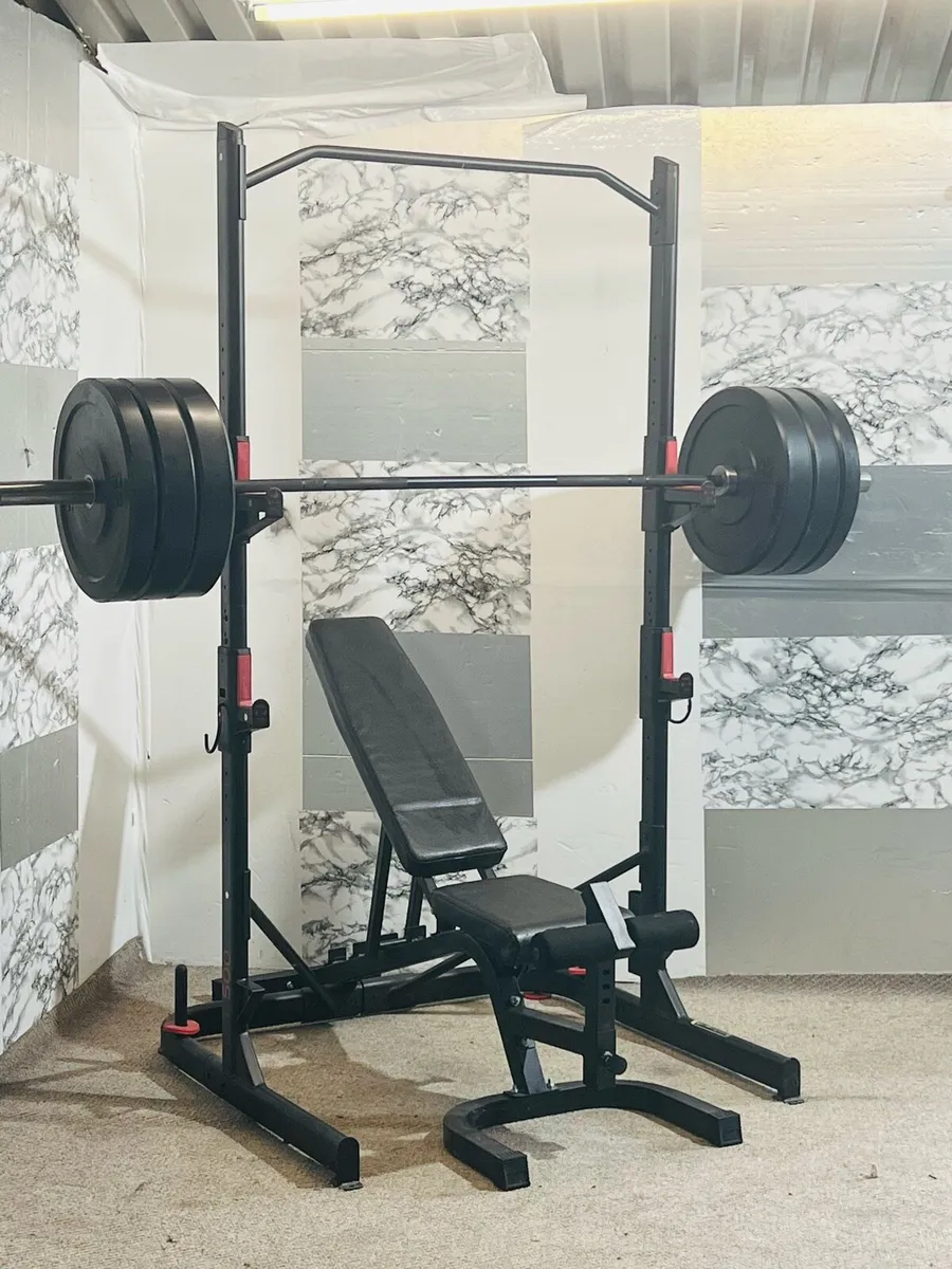 110 KG OLYMPIC WEIGHTS RACK BENCH BARBELL - Image 1